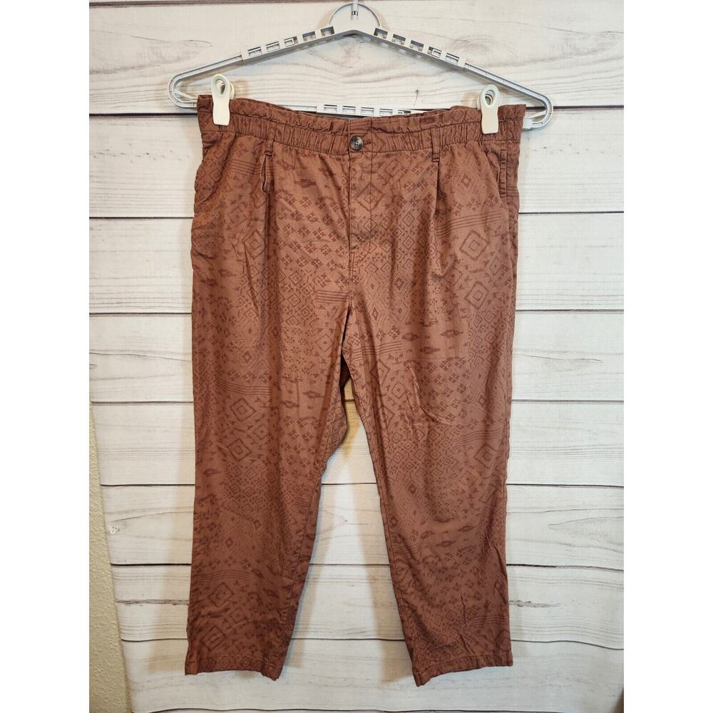 Sonoma Burnt‎ Orange Southwest Pleated Pockets Aztec Crop Pants Size XXL